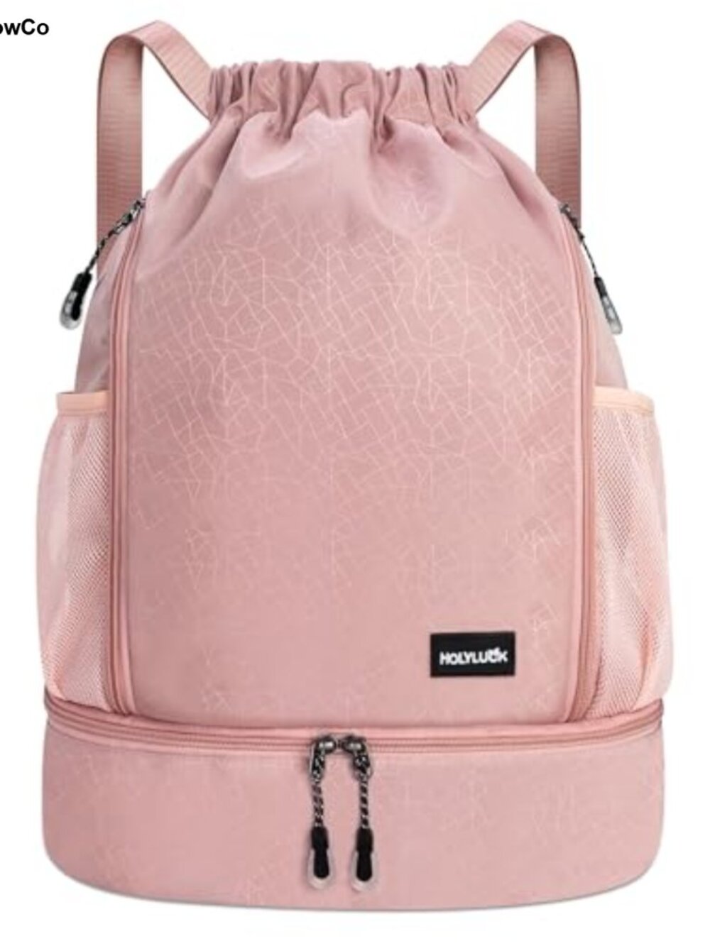 HOLYLUCK Drawstring Backpack with Shoe Compartment, Water Resistant Nylon, Gym